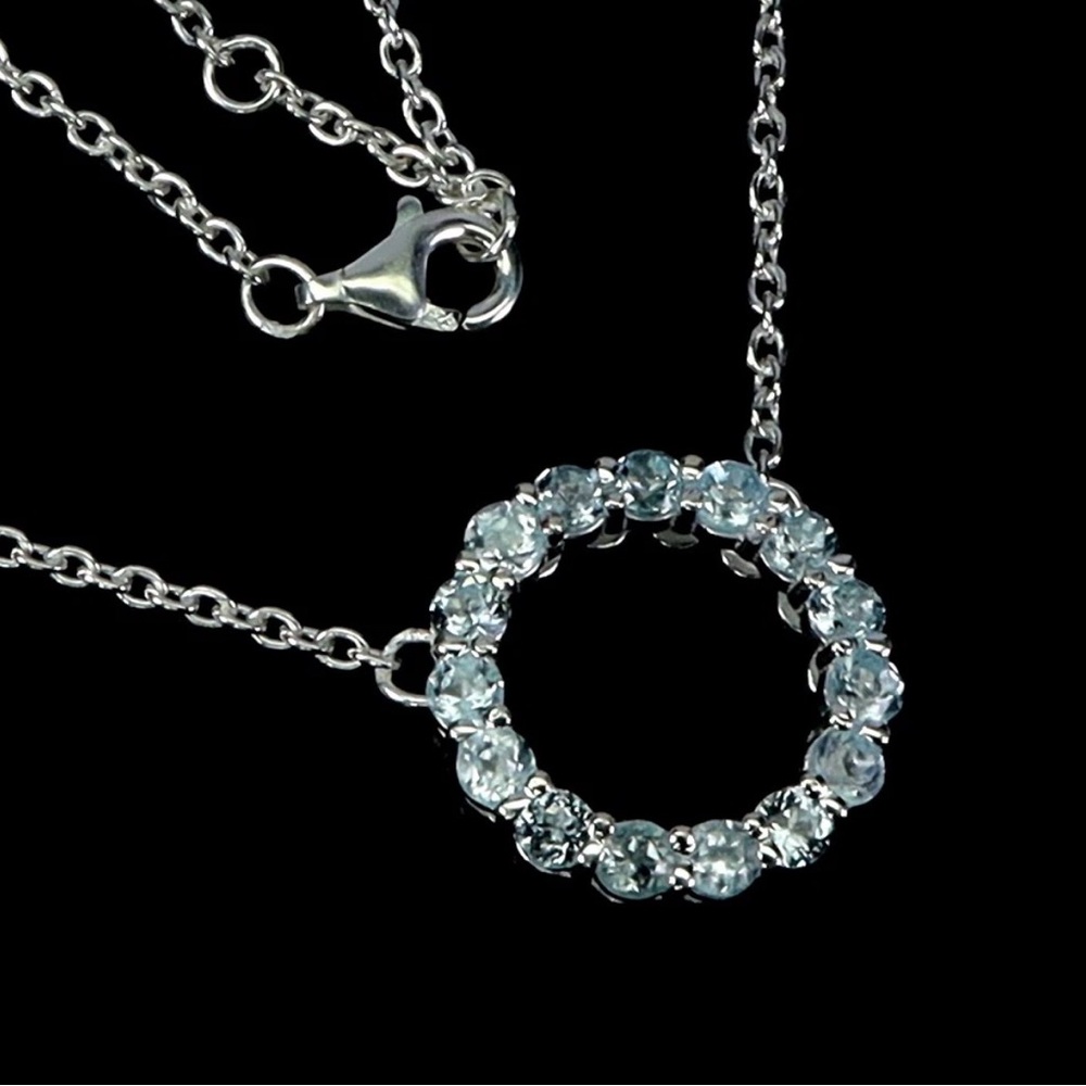 Sold!!  Sky Blue Topaz Eternity Circle 925 Sterling Silver Pendant Necklace 18”